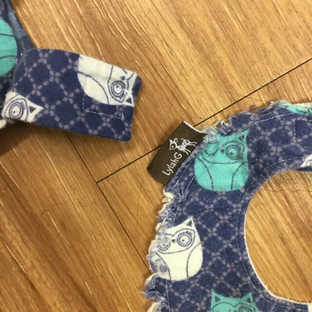 LylahG Girls Bonnet Owl Flannel Bib‎ Plaid Blue Beautiful Set
